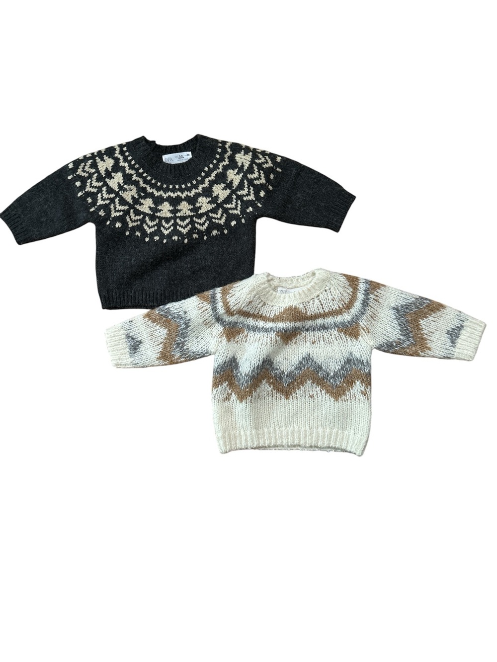 Zara Black and Cream Patterned Knit Sweaters (2)